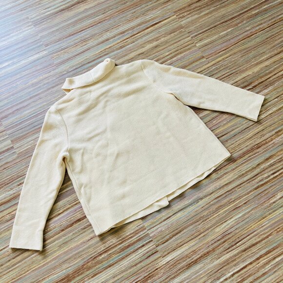 Saint James Ivory Wool Ribbed Knit Cardigan Sweater with Toggle Closures - Picture 10 of 11